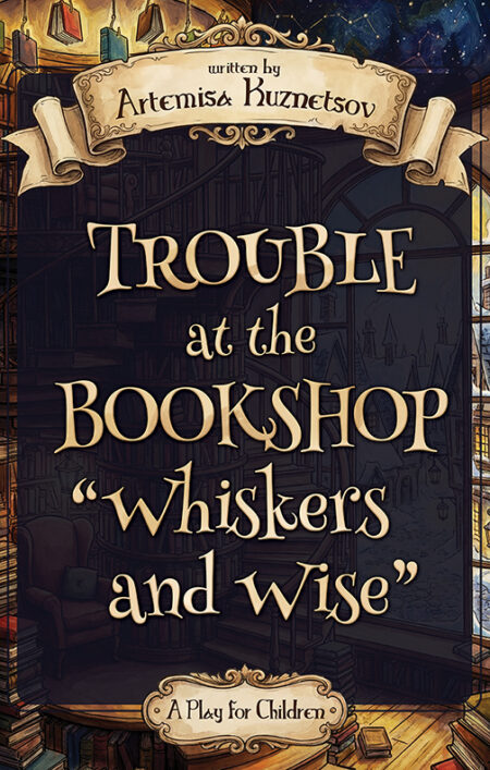 Trouble at the Bookshop “Whiskers and Wise” poster